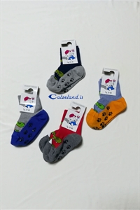 No-slide sock crocodile - Anti-slide cotton sock for boy with 1 cute smiling crocodile drawn