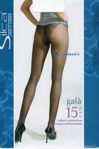 Galà 15 denier - Pantyhose 15 denier with transparent top and pants embroidered.
