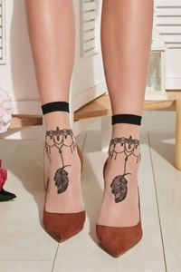 Sheer socks Cacao - Sock with tattoo design