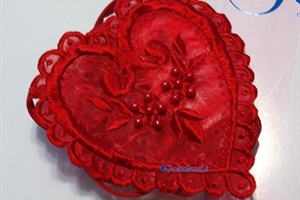 Heart Thong - Red thong with heart shaped beads and lace)